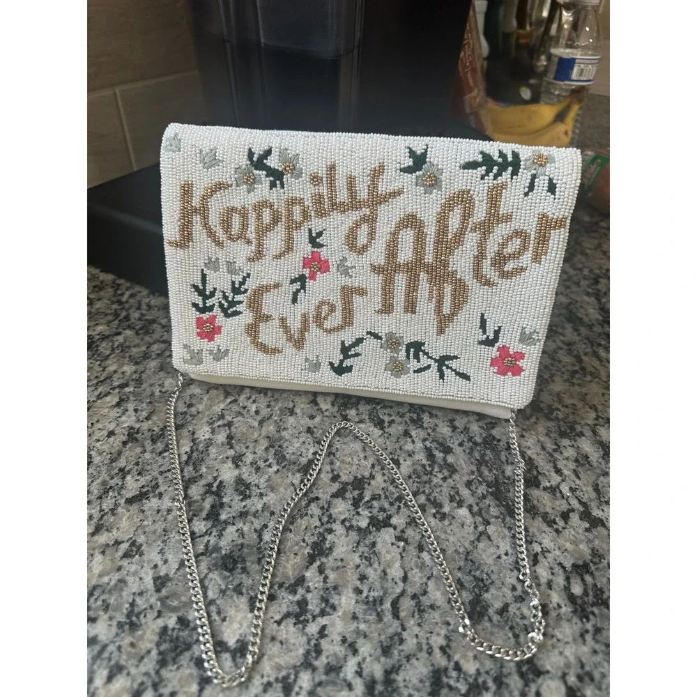 Happily Ever After Hand Beaded Women's‎ Clutch Purse Evening Bridal Bag